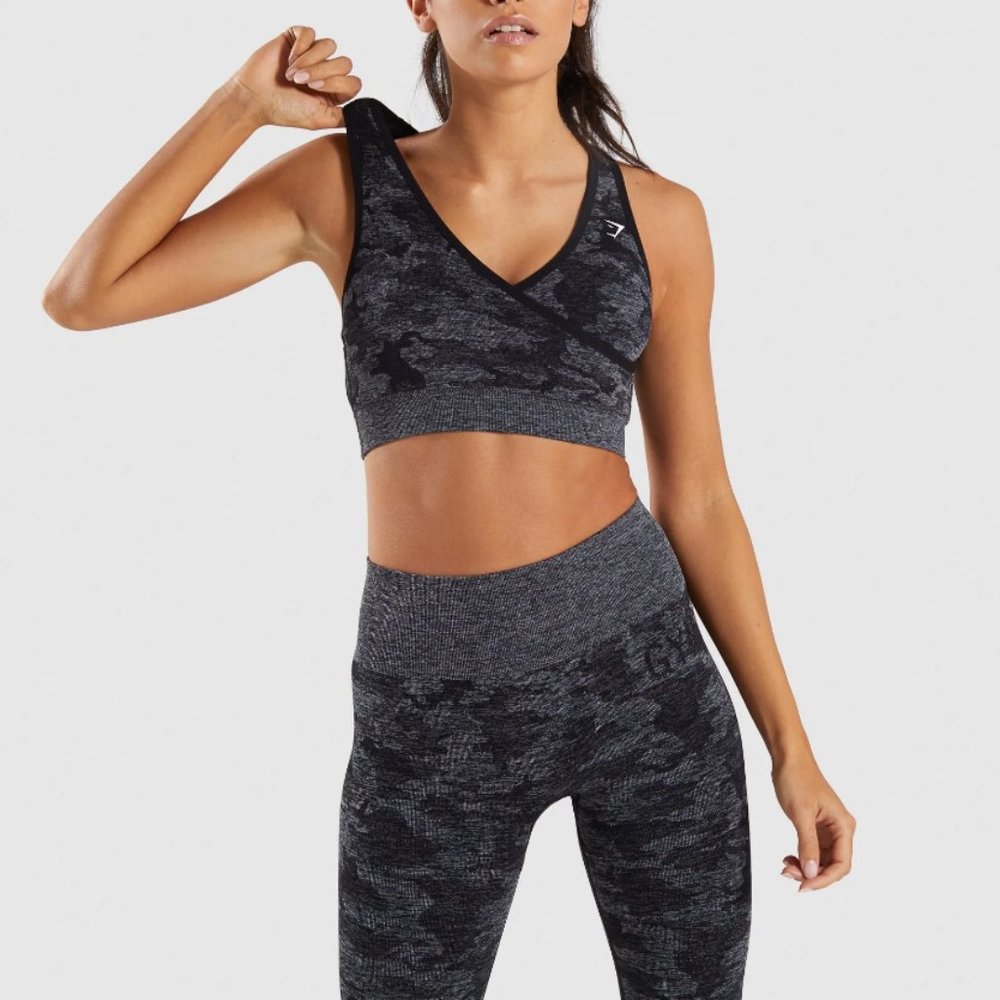 Black Gymshark Camo Seamless Set | Size Medium